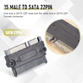 Miniatyrbillede 5 af 5: SATA 22P 7+15 Han til SATA 22Pin Konverter Adapter