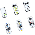 Pikkukuva 3 / 3: 6 kpl Poliisiautolelut 1:64 mittakaava Premium-seos Kestävä Pieni Kannettava Hieno muotoilu Elävät värit Diecast-autot