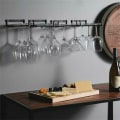 Miniatyrbillede 4 af 5: 4 stk. glasophæng til hylde, jernholder til 4 glas, vægmonteret vinkophæng, ophængt vinkophæng til vinskabe, barer, køkkener (sort)