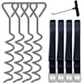 Miniatyrbild 1 av 5: 4-pack Tunga Trampolinförankringar Korkformade Stål T-krok för Trampoliner - 4-pack Bonus 4 Starka Bälten