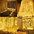 Miniatyrbillede 2 af 5: Gardinslys 300 LED Gardinslys 3Mx3M 8 Lystilstande Vandafvisende IP44 Udendørs og Indendørs, Dekoration til Jul, Bryllup, Fødselsdag, Vindue