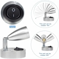 Miniatyrbillede 3 af 5: 2 stk. 3W 12V LED Læselys til Båd Caravan Autocamper Bil, med Egen Afbryder, Varmt Hvidt Lys, 3000K, 220lm, 60  96mm, Sølv HIASDFLS