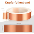 Miniatyrbillede 2 af 5: Kobberbånd mod snegle, 30 mm x 20 m Anti-sneglebarrierebeskyttelse mod sneglehøjbedsplanter, selvklæbende kobberbåndsforsvar mod S