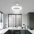 Miniatyrbillede 5 af 5: 2 i 1 LED Loftventilator, 30W Lys Loftventilator med fjernbetjening, E27 Konverteringsbase med B22 Adapter, Justerbar 3 Hastigheder, 3 Farver Dæmpbar LED, til