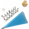 Miniatyrbilde 1 av 5: Delvis Pipet Dyser Sett Engangs Pipingposer 1 Silikon Pipingpose 1 Dyskonverter 14 Rustfrie Stål Dyser Silikon Pipingposer Cupcake D