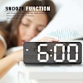 Miniatyrbillede 4 af 5: Spejl-vækkeur, Digitalt vækkeur med dato/temperatur/snooze/2 alarmer/USB-opladningsport LED-display, til rejser, soveværelse, kontor, køkken - Sort