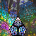 Miniatyrbild 4 av 5: Bohemisk ljus polstjärna i trä, färgglada LED-diamantlampor för heminredning, bohemisk bröllopsdekoration jullampa