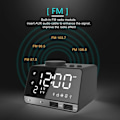 Miniatyrbild 3 av 4: LED Dubbel Alarmklocka Spegel Klockradio Högtalare för Badrum Bas Trådlös Bluetooth + USB-port + FM Svart Svart