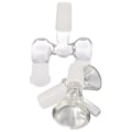 Miniatyrbillede 5 af 5: Glasrørsadapter, 2 stk. 14 mm han til dobbelt 14 mm hun med 4 stk. 14 mm transparent glas