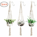 Miniatyrbild 1 av 5: Set med 3 Macrame Hängande Korgar Bomullsrep Hängande Korg Blomkruka Växtställ Hängare för Inomhus Utomhus Tak