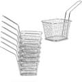 Miniatyrbillede 1 af 5: 8 stk. Firkantede Pommes Frites Kurve Individuelle Rustfrit Stål, Pommes Frites Serveringsfade Køkkenredskaber til Stegning af Mad Chips, Rejer, Løgringe