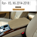 Miniatyrbild 2 av 5: PU-läder Center Console Armrest Cover Bilöverdrag Trim Skydd för X5X6 14-18 Beige