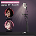 Miniatyrbillede 4 af 5: Selfie Ring Light med mobilholder og mikrofonholder til livestreaming, 3 lysfarver og 9 niveauer af lysstyrkejustering på stativ