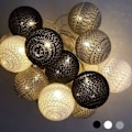 Miniatyrbillede 1 af 5: Streng af bomuldsbolde med batteridrevne lys - 3,3 m 20 LED-lys til soveværelse, gardiner, fester, jul, fødselsdag, halloween, bryllup, børneværelse, romantisk dekoration