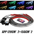 Miniatyrbillede 2 af 5: 4 stk. Bil Under Glow Fleksibel Strip APP Kontrol RGB LED Chassis Lys