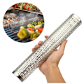 Miniatyrbillede 2 af 5: Rund Grill Røg Generator Rør Af Rustfrit Stål Træ Pellets Røger Udendørs Køkken Tilbehør - Rund Sektion
