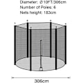 Miniatyrbild 2 av 5: Trampolin Skyddsnät, Ersättningsnät för Trampolin, Ø305cm Trampolin Skyddsnät med Blixtlås, 6 Raka Stolpar Skyddsnät