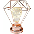 Miniatyrbillede 1 af 5: Sengelampe Dekorativ Natlampe, Diamantformet Retro Metal Bordlampe Batteridrevet Skrivebordslampe til Soveværelse, Stue, Bar, Hotel, Cafe (Rose