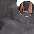 Miniatyrbild 3 av 5: Sammetsfåtöljöverdrag Stretch Soffaöverdrag, Elastiskt Relax Soffaöverdrag (Grå)-Fei Yu