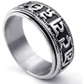 Miniatyrbillede 3 af 5: Ring, Rustfrit Stål, Spindende Spinner Tibetansk Mantra Padme, Sort Sølv - . 59 (18.8mm)