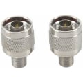 Miniatyrbillede 3 af 5: 2 stk. N-type han-stik til F RF koaksialadapter-stik til antenne, sølv