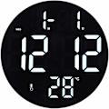 Miniatyrbild 1 av 5: LED Digital Klocka, Modern Rund Klocka Stativ Väggmonterad, 12 Timmars USB-driven Tyst Klocka, för Vardagsrum, Sovrum, Klassrum, Kontor
