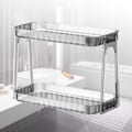 Miniatyrbilde 5 av 5: Kosmetisk oppbevaringshylle dobbelt lag transparent avtakbar moderne sminkebord skrivebordsarrangør transparent farge