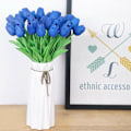 Miniatyrbillede 4 af 5: Kunstig Tulipan Blomst Falsk Blomst Latex Materiale Ægte Berøring Bryllup Soveværelse Familie Hotel Fest Indendørs Studieværelse DIY Dekoration (Kongeblå, 10 stk)