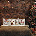 Miniatyrbillede 3 af 5: Julepuderbetræk 45x45cm, Sæt af 4 Juledekorationssofaer i Bomuld og Hør Jul til Sofa Seng Soveværelse Stol Have-Retro Jul