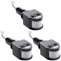 Miniatyrbilde 1 av 5: 3 Bevegelsessensorer Svart Bevegelsessensorbryter PIR Utendørs Lys DC 12V Bevegelsessensor PIR Sensor