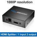 Miniatyrbild 3 av 5: 1x2-splitter för 1 port till 2 duplicerade skärmar / USB-driven splitter (en ingång till utgångar)