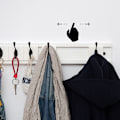 Miniatyrbillede 5 af 5: 4 kroge vægmonteret rack multifunktion krog frakke krog rack håndklæde bøjle holder kappe kjole krog væg dør bøjle dekoration træ farve