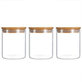 Miniatyrbild 1 av 5: Glasförvaringsburk med bambulock för lufttät förvaring, 450 ml - 3-pack