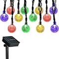 Miniatyrbillede 1 af 5: Udendørs Solcellelys Garland - 20 LED - 8 Tilstande - Krystal Kugler - Vandafvisende - IP65 - Til Have, Terrasse, Træer, gårdsplads, Fest, Bryllupsdekoration