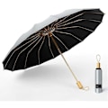 Miniatyrbillede 2 af 5: Stærk vindbestandig 3-folds 16K manuel paraply mænd parasol kvinder regn store paraplyer super solbeskyttelse og UV himmelblå