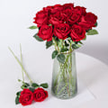 Miniatyrbillede 5 af 5: 10 stk. ægte touch rose blomster flanel blomsterbuket enkelt hoved rose kunstige blomster buket til bryllup hjem indretning