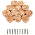 Miniatyrbilde 4 av 5: Boho Rattan Dørhåndtak Håndvevd Flettet Rundt Tre Skuffeknapper og Skruer for Boho Møbelknapper 12 Stykker