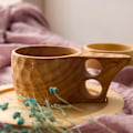 Miniatyrbillede 2 af 5: Bærbar træ kaffekop gummi træ te mælkekopper drikkekopper drikkevarer håndlavet juice citron te kop