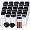 Pikkukuva 1 / 5: 50 kpl muoviset maustepurkit kansilla Ravistin mausteastiat Muoviset maustepullot Mausteseos Ravistinpurkit 3,3Oz/100Ml Musta