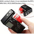 Miniatyrbillede 4 af 5: Digital Batteritest, Universal Batteritest, Batteritest, til AA, AAA, C, D, PP3, 9V, 1.5V, Knapcelsbatterier - Fungerer uden Batterier