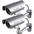Miniatyrbild 1 av 5: Dummykamera 2-pack, Falska Utomhuskameror för Inomhus- eller Utomhusbruk, med Kulform och Blinkande LED, RTGPT (Silver)
