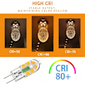 Miniatyrbilde 5 av 5: G4 LED-pære, 2W 200LM, tilsvarende 20W G4 halogenpære, varm hvit 3000K, AC/DC 12V, flimmerfri, ikke-dimbar, 10-pakning
