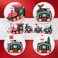 Miniatyrbilde 3 av 5: 2 stk. Små juletretog i tre, anheng, togkaravan, snømann, julenisse, pepperkakefigur, gavedekorasjon til håndverk, bord, hjem, hage