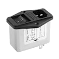 Miniatyrbilde 2 av 5: IEC 320 C14 Loddeterminal EMI-filter + Båtbryter + Sikringsholder