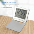 Miniatyrbild 2 av 5: Mini resealarmklocka, hopfällbar digital LCD-skärm skrivbordsklockor med snooze-bakgrundsbelysning temperatur datum timer 12/24 timmar