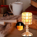 Miniatyrbilde 3 av 5: Gull krystall lysestake sett med 2 metall sylinder telys 20cm høye luksuriøse lysestake ornamenter for jul stue bryllupssenterp