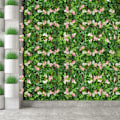 Miniatyrbillede 3 af 5: Kunstig Ivy Blad Hæk, Privatlivs Hæk, Kunstig Løvværk View Breeze Hæk med Blomst, Udvidbar Havegitter, Baghave Balkon Have Hæk