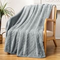 Miniatyrbilde 2 av 5: Myk plysj teppe, Queen Size sofa teppe, mykt og fluffy sofa dekorativt teppe - koselig og lett, lysegrå, 127 x 152 cm