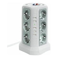 Pikkukuva 1 / 4: Virtapistorasia ylijännitesuojalla, sähkövirtapistorasia 5 USB-portilla ja 12 pistorasialla, virtapistorasia 3 kytkimellä, valkoinen