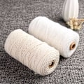 Miniatyrbilde 2 av 4: Holdbar 200m Hvit Bomullssnor Naturlig Beige Tvinnet Snor Tauverk Håndverk Makrame Snøring DIY Hjem Dekorativ Forsyning 3mm--